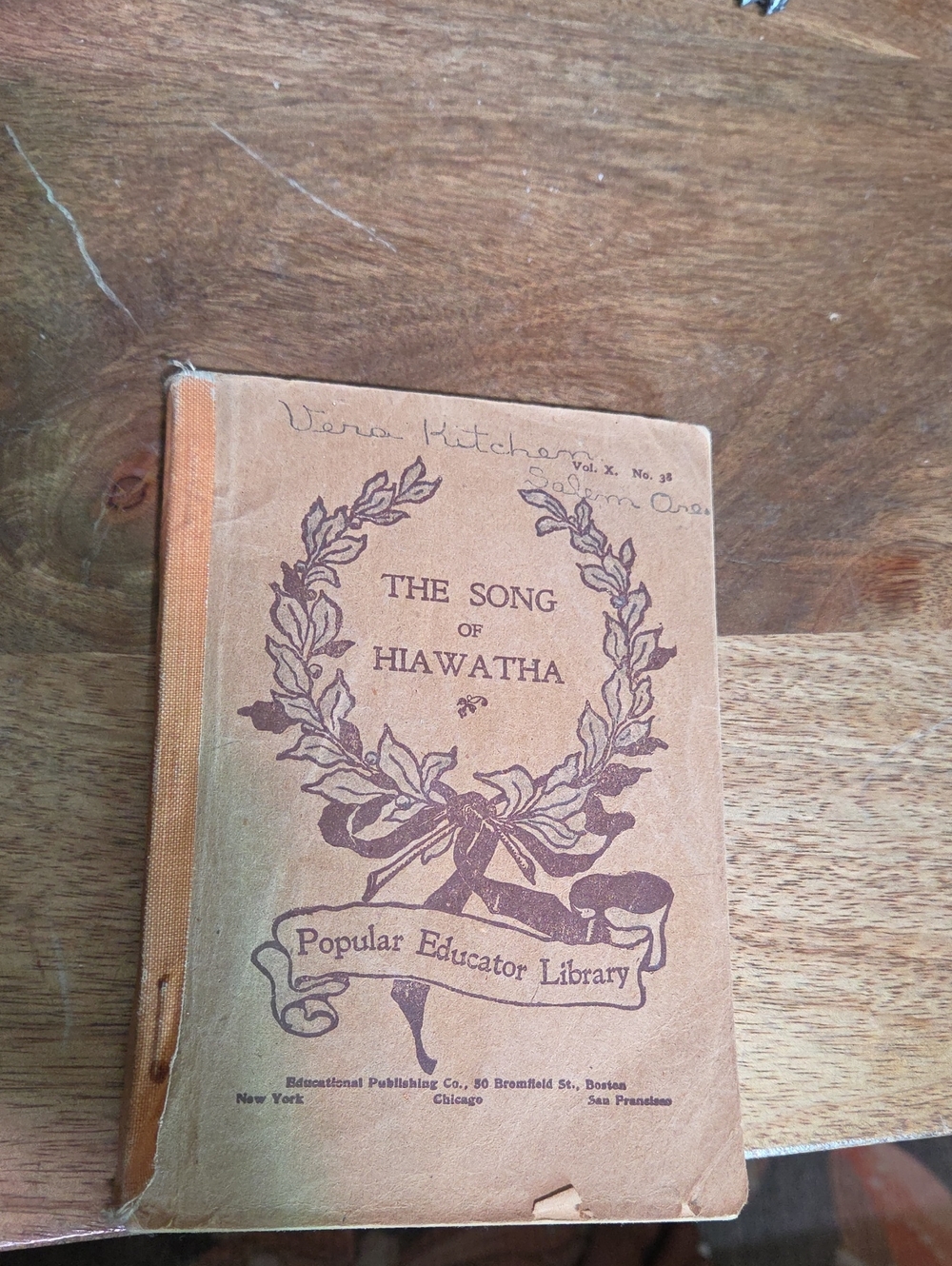 1898 The Song of Hiawatha Tan Cloth-bound Book